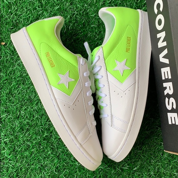 CONVERSE PRO LEATHER OX WHITE/GHOST GREEN/WHITE MN - Picture 15 of 16